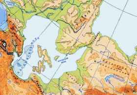 Каспийский архипеллаг. Так могла выглядеть карта прикаспийских территорий, когда уровень моря был выше